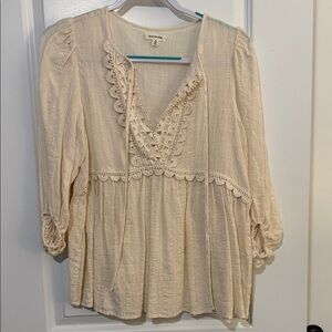 Max Studio Ivory Lace Top